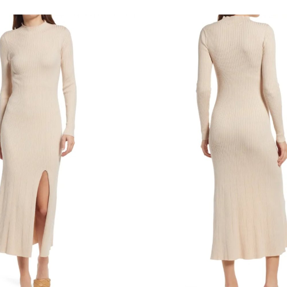 ASTR the Label - Long Sleeve Side Slit Sweater Dress